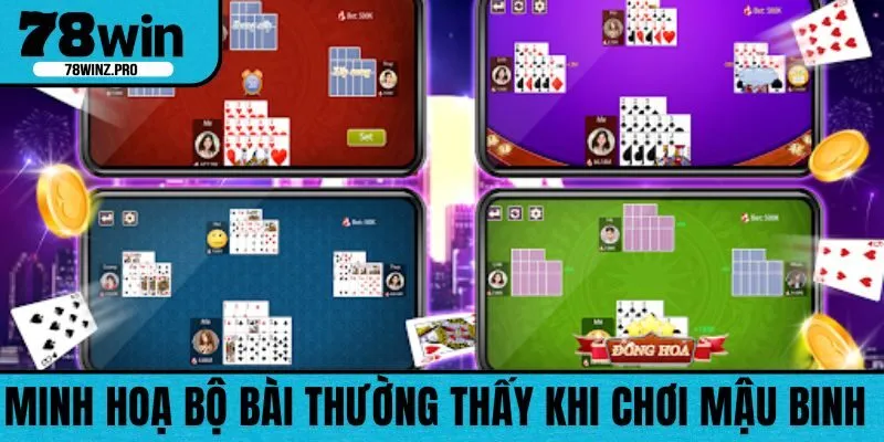 Minh hoạ một bộ bài thường thấy khi chơi Mậu Binh